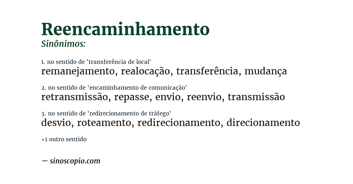Sinônimo de reencaminhamento