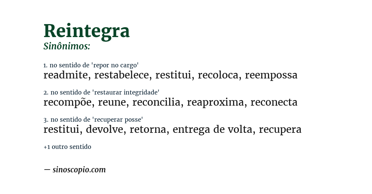 Sinônimo de reintegra
