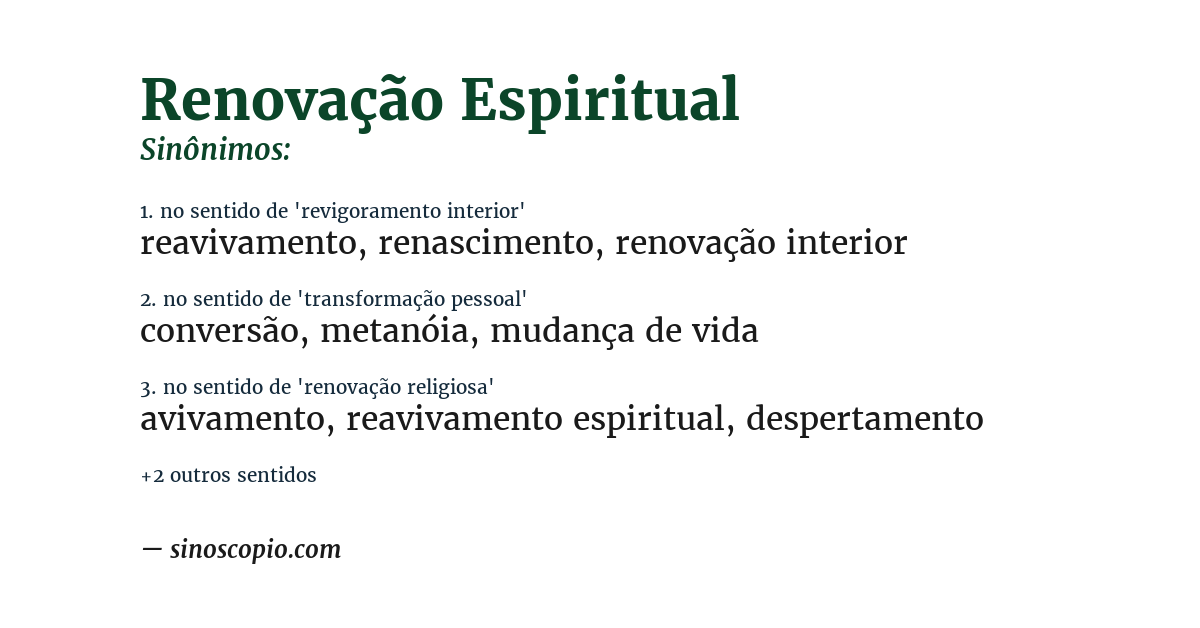 Sinônimo de renovação espiritual