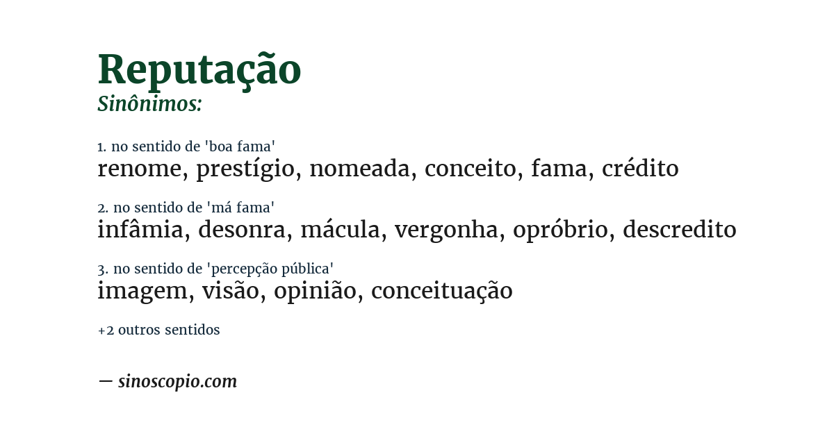 Sinônimo de reputação