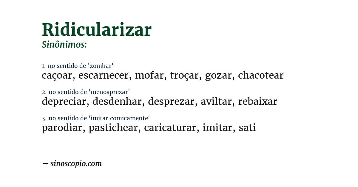 Sinônimo de ridicularizar
