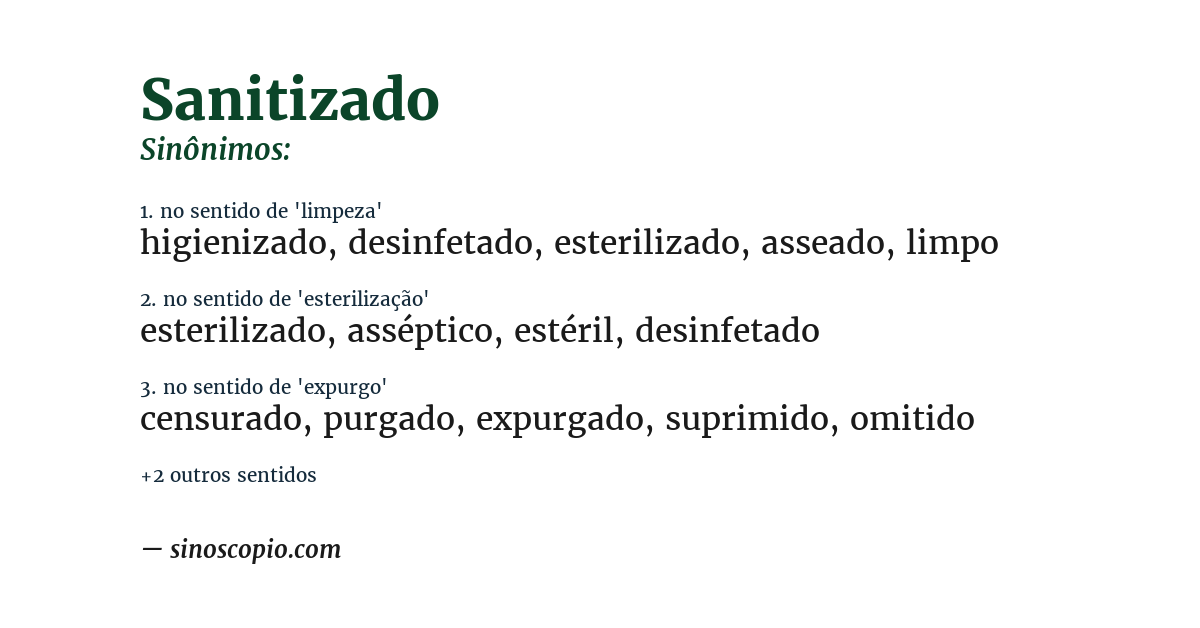 Sinônimo de sanitizado