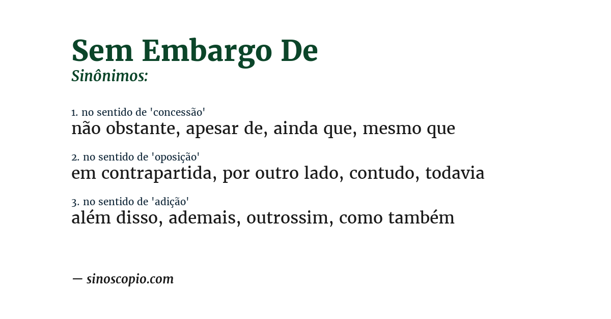 Sinônimo de sem embargo de