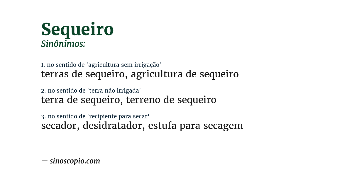 Sinônimo de sequeiro