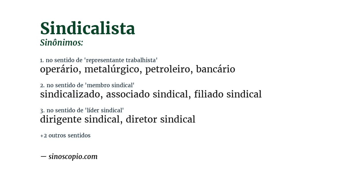 Sinônimo de sindicalista