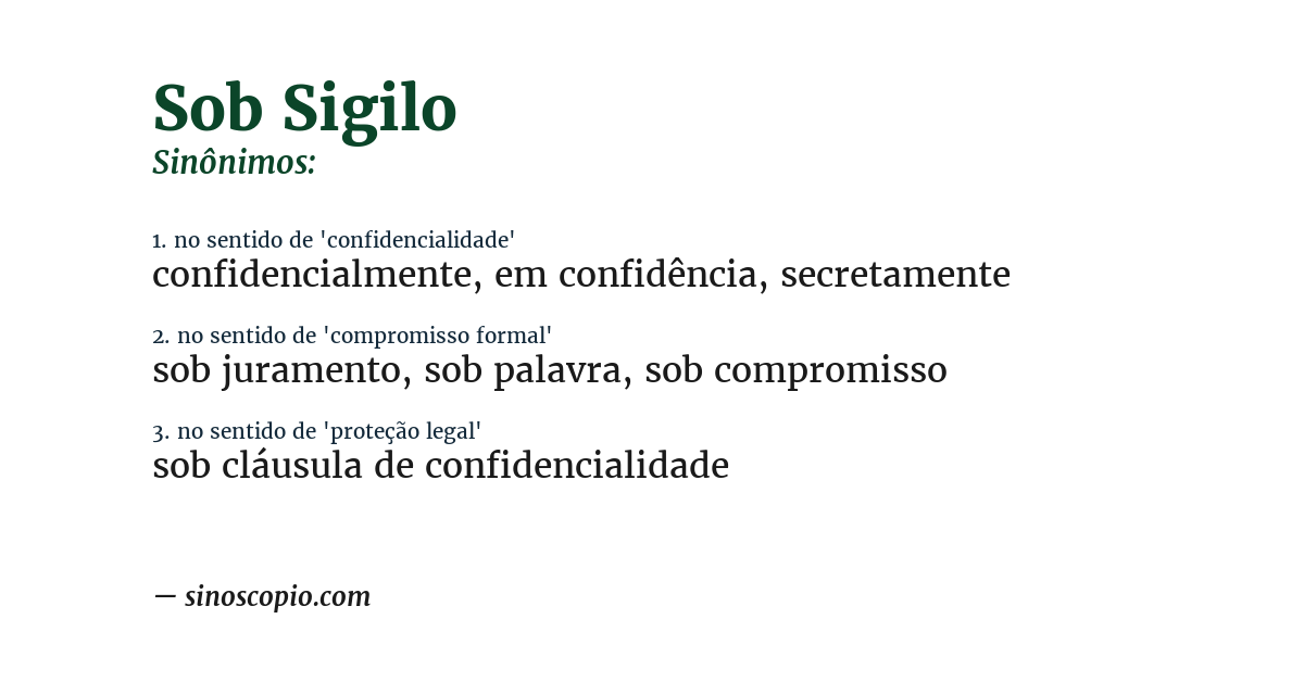Sinônimo de sob sigilo