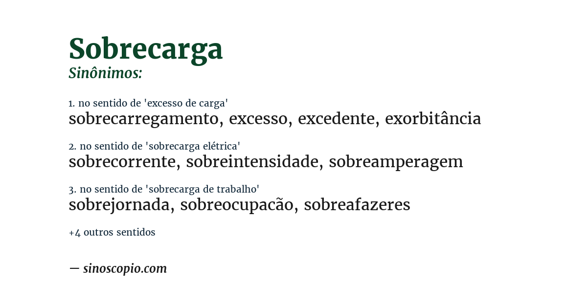 Sinônimo de sobrecarga