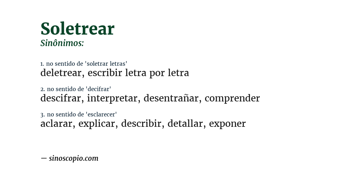 Sinônimo de soletrear