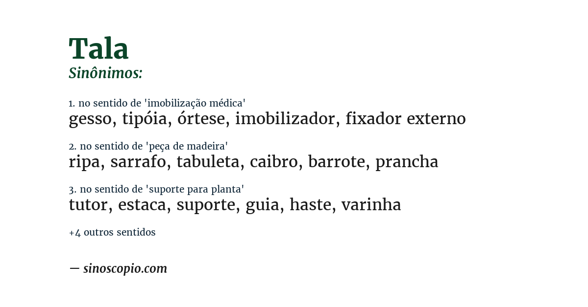 Sinônimo de tala