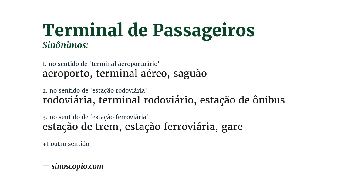 Sinônimo de terminal de passageiros