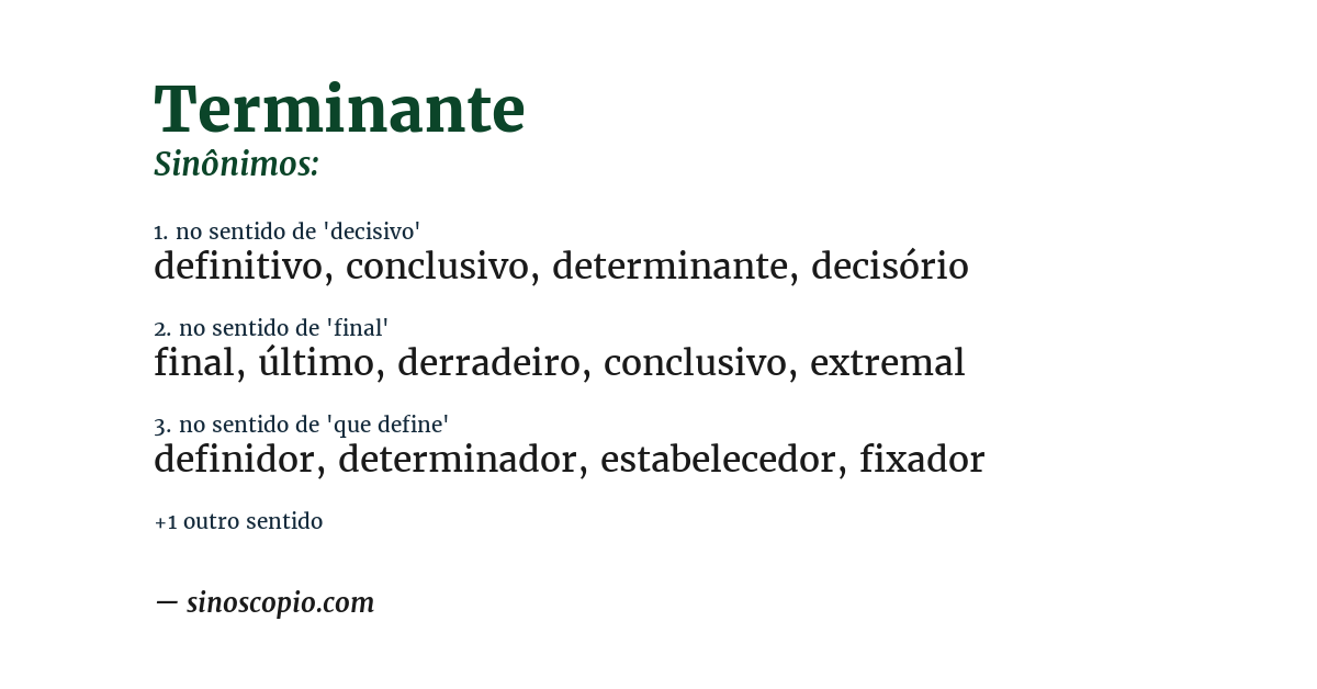 Sinônimo de terminante
