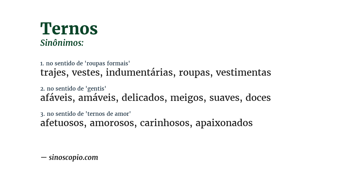 Sinônimo de ternos