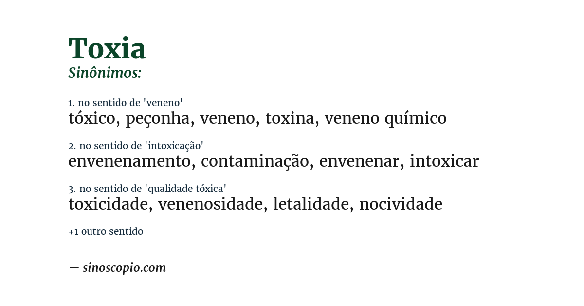Sinônimo de toxia
