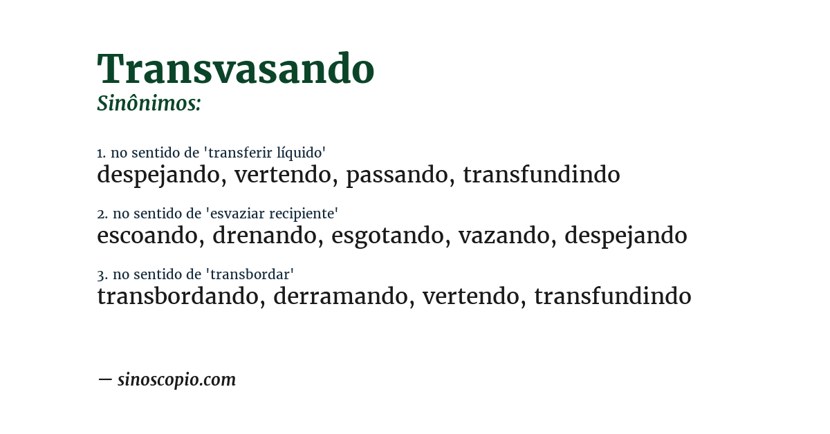 Sinônimo de transvasando