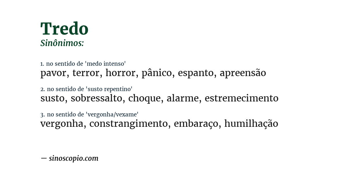 Sinônimo de tredo