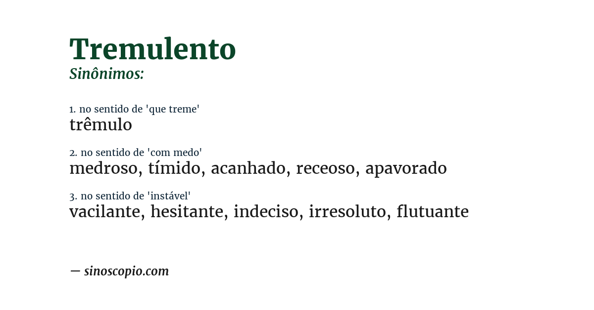 Sinônimo de tremulento