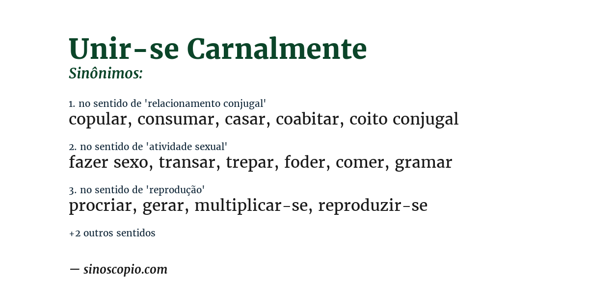 Sinônimo de unir-se carnalmente