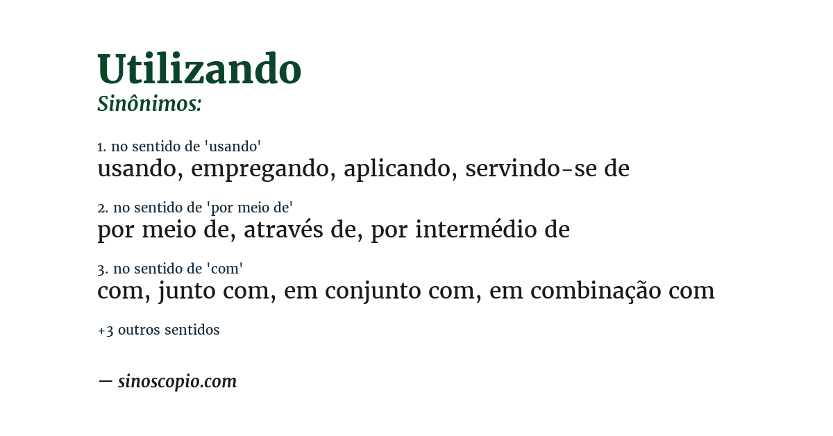 Sinônimo de utilizando