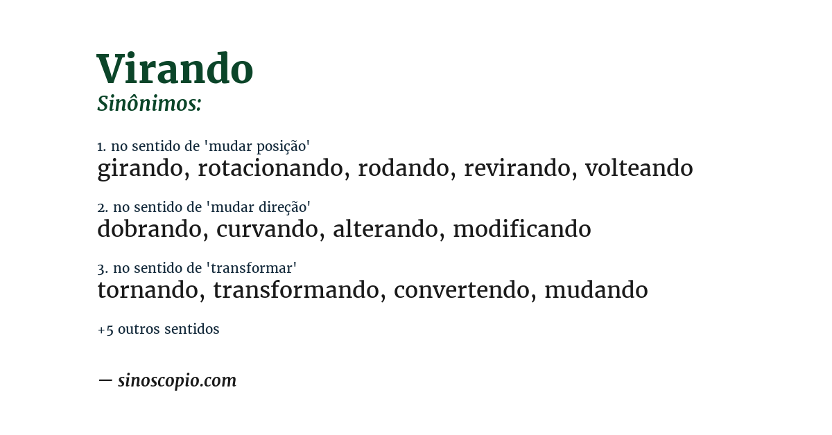 Sinônimo de virando