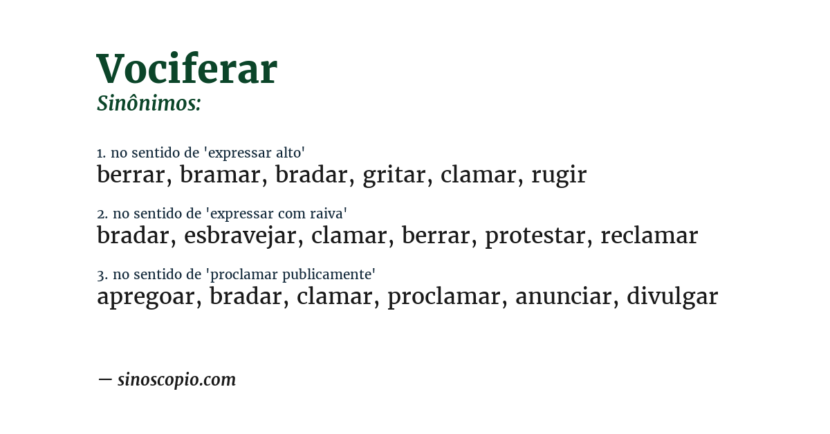 Sinônimo de vociferar