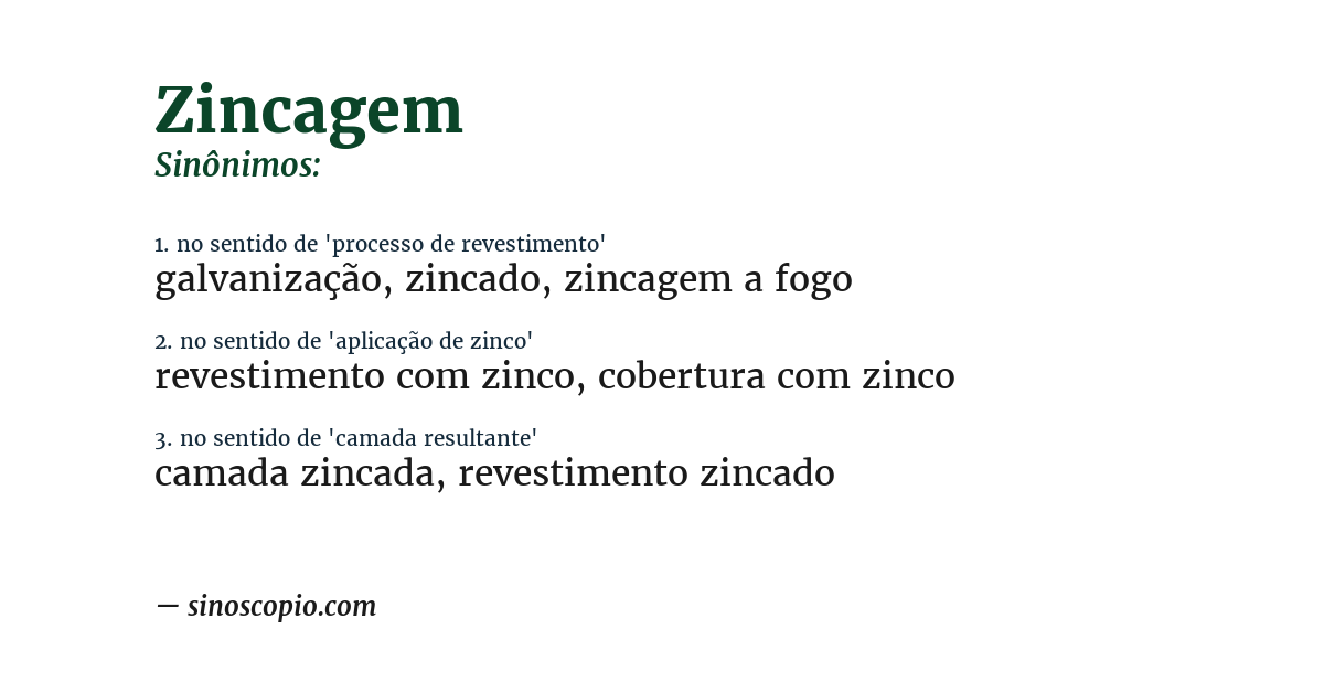 Sinônimo de zincagem