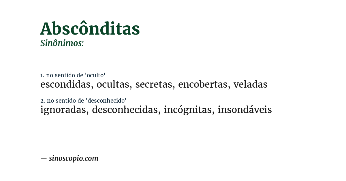 Sinônimo de abscônditas