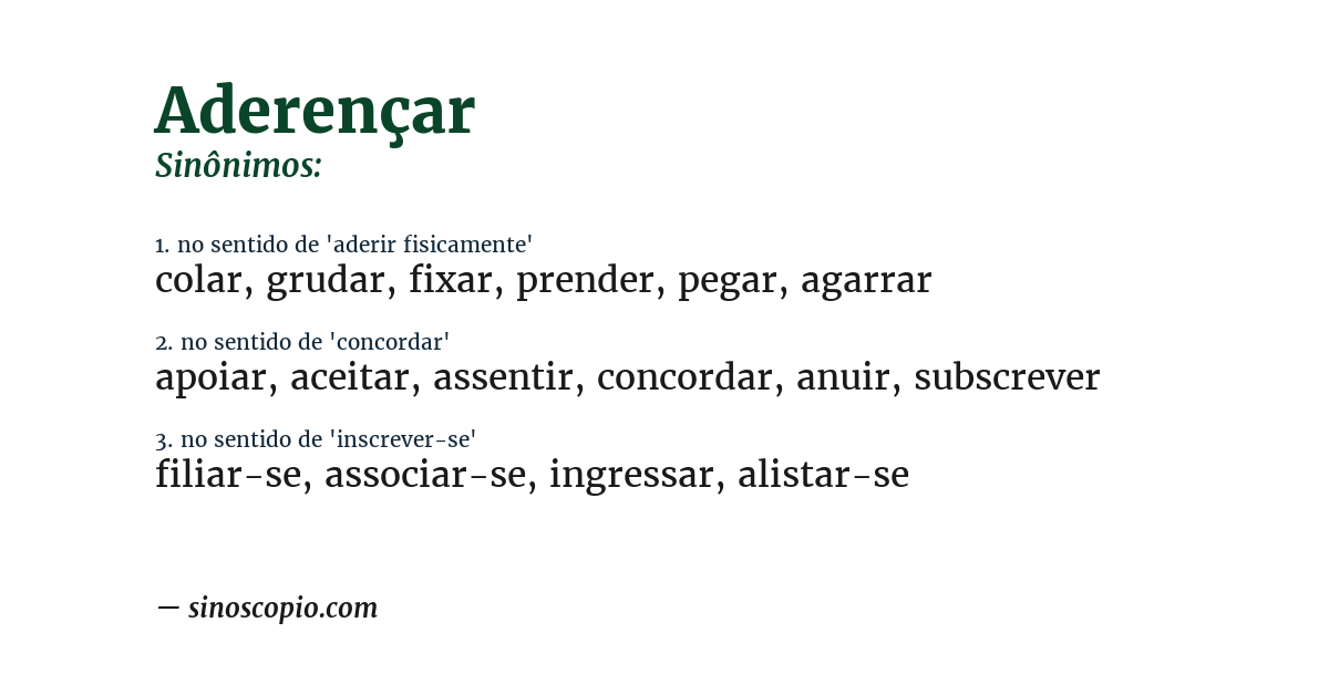 Sinônimo de aderençar