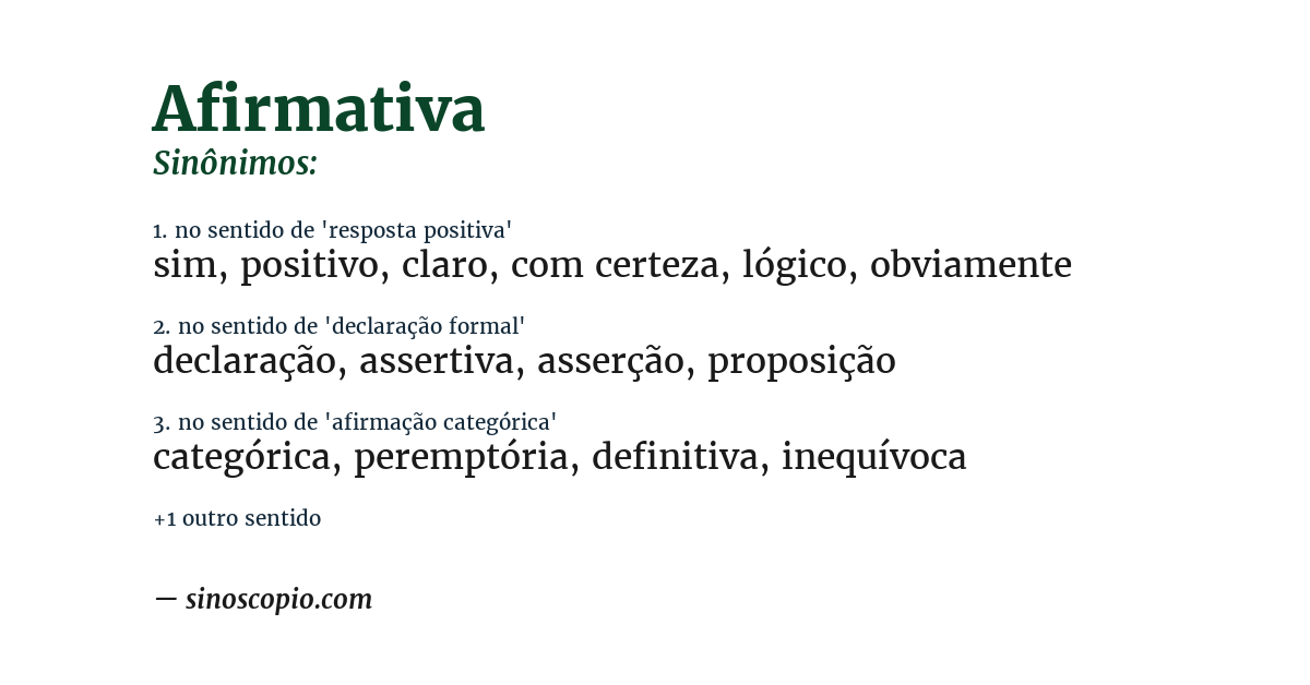 Sinônimo de afirmativa