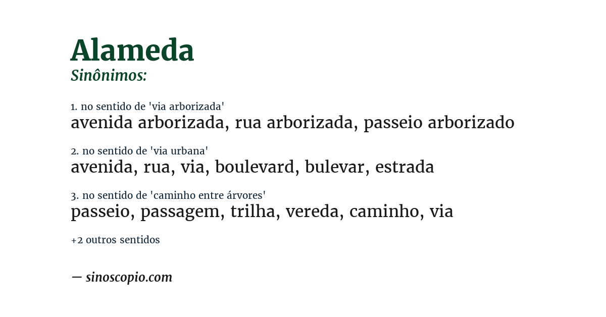Sinônimo de alameda