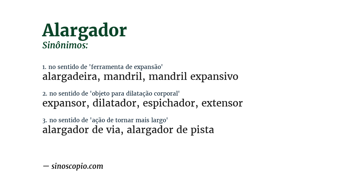Sinônimo de alargador