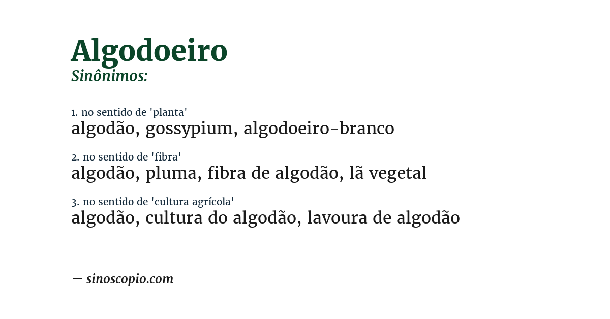 Sinônimo de algodoeiro