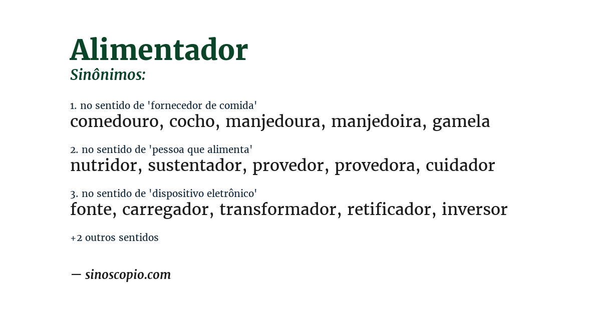 Sinônimo de alimentador