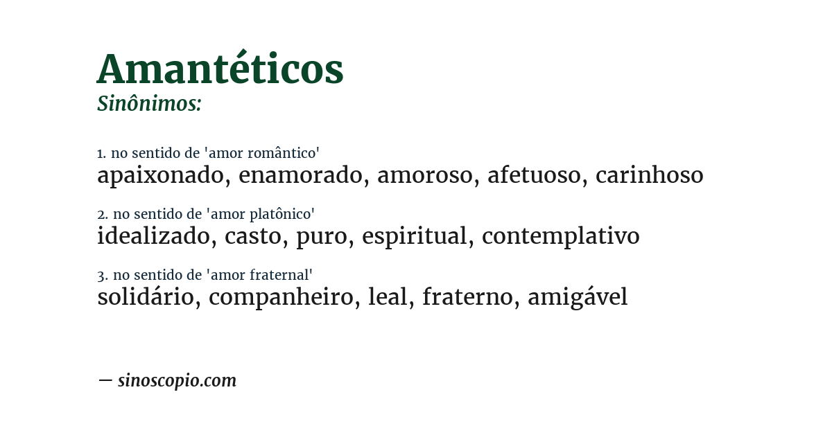 Sinônimo de amantéticos