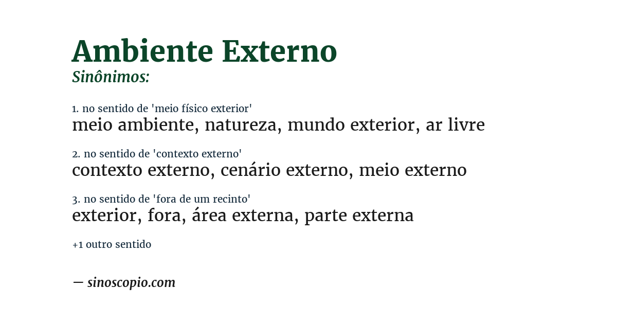 Sinônimo de ambiente externo