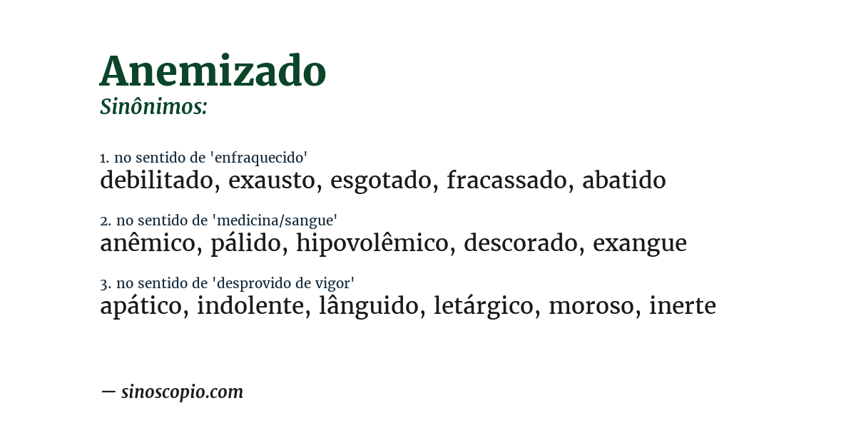 Sinônimo de anemizado
