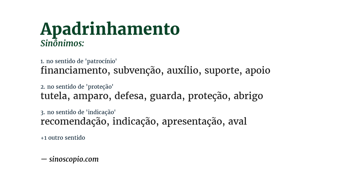 Sinônimo de apadrinhamento