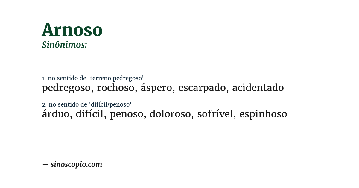 Sinônimo de arnoso