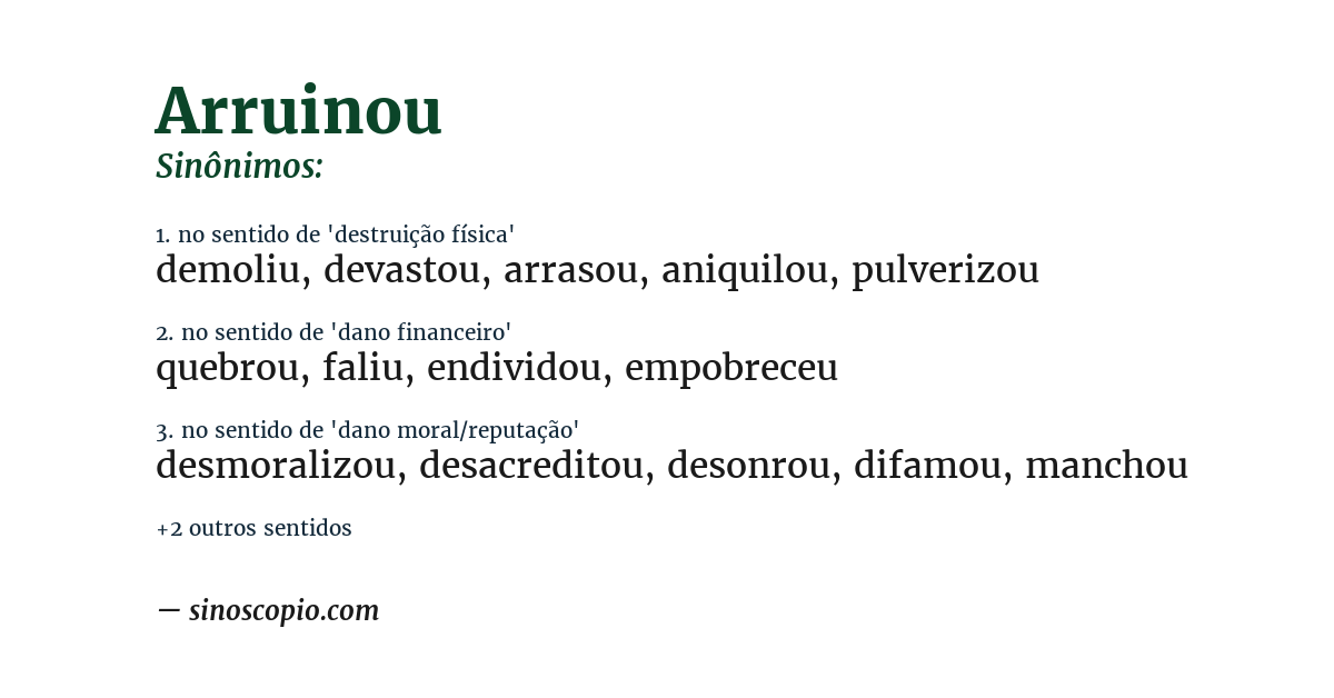 Sinônimo de arruinou
