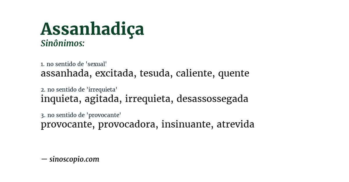 Sinônimo de assanhadiça