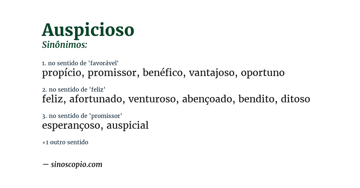 Sinônimo de auspicioso