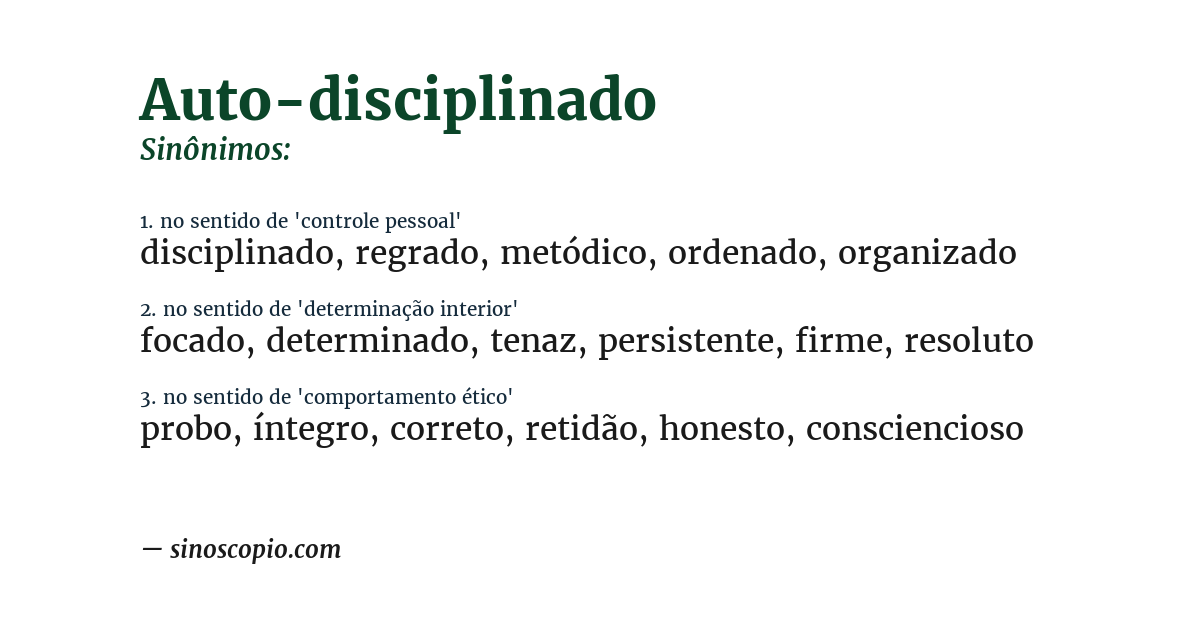 Sinônimo de auto-disciplinado