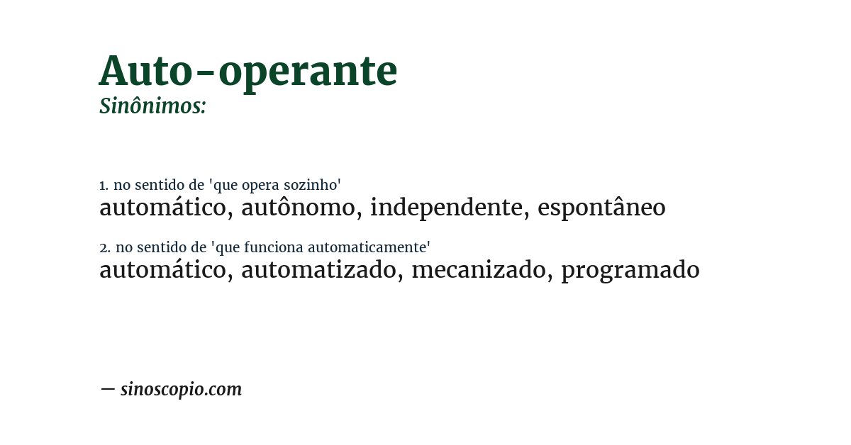 Sinônimo de auto-operante