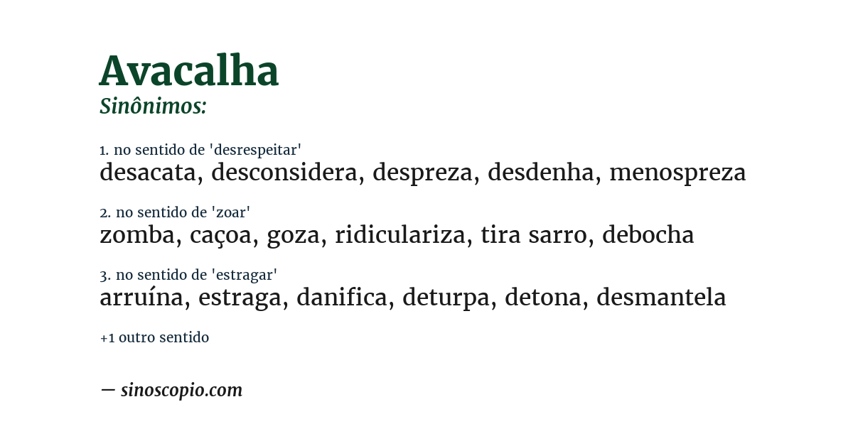 Sinônimo de avacalha