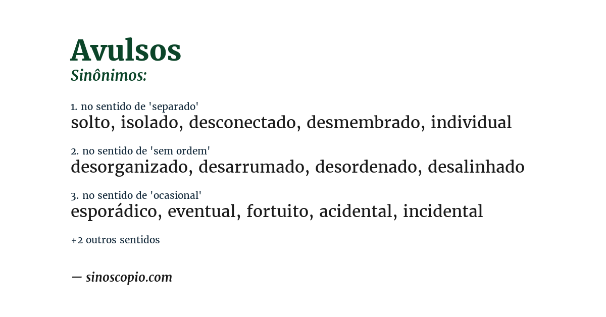 Sinônimo de avulsos