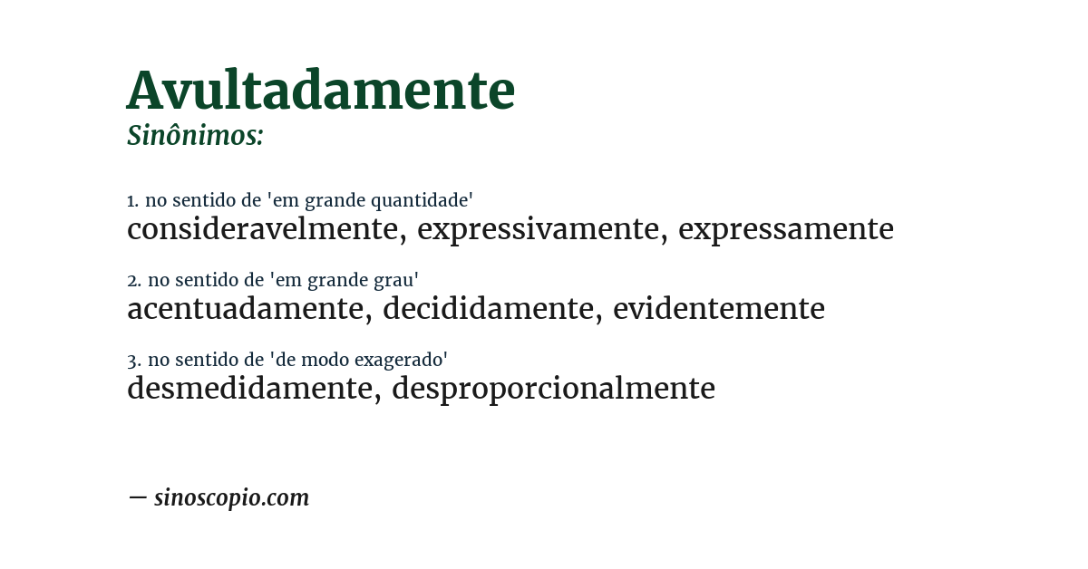 Sinônimo de avultadamente