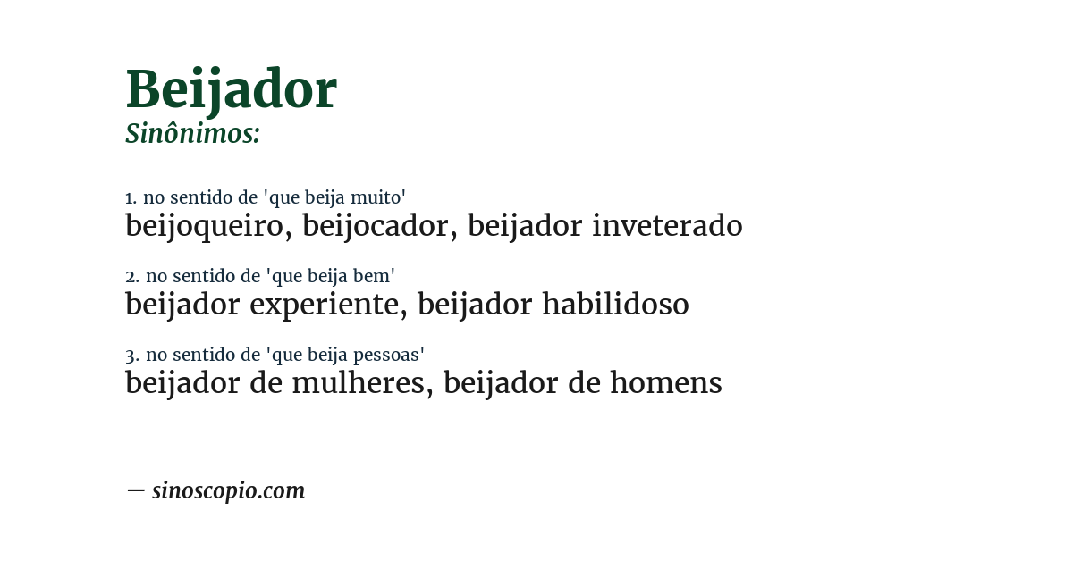 Sinônimo de beijador