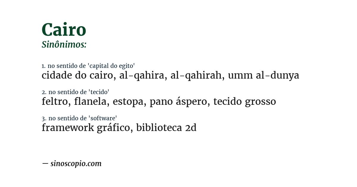 Sinônimo de cairo