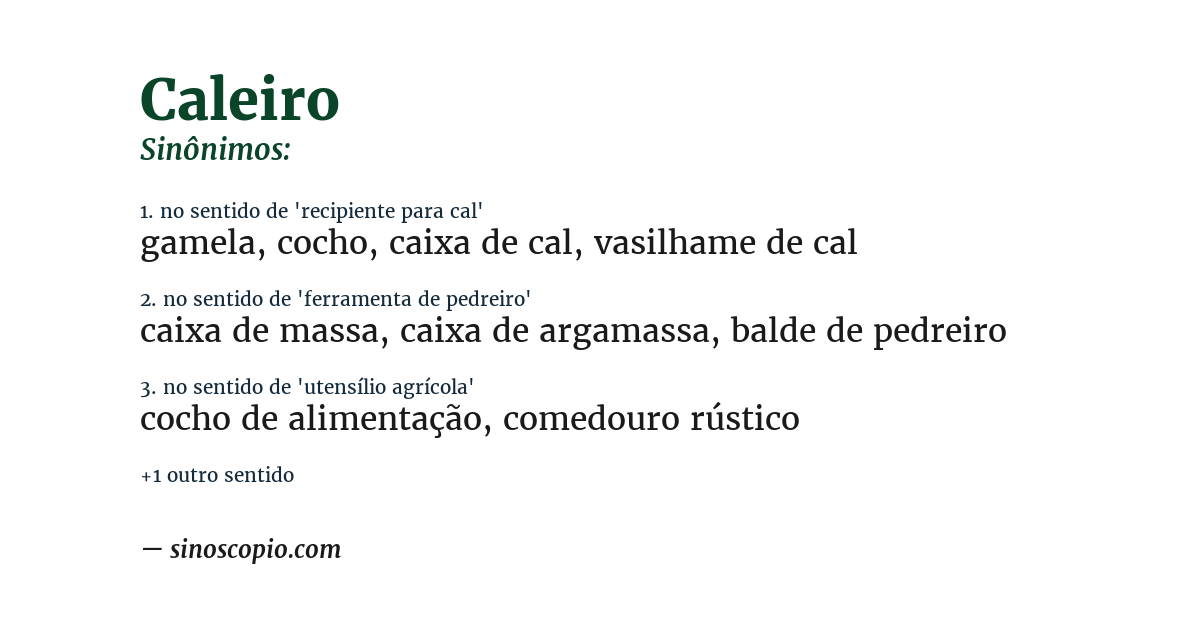 Sinônimo de caleiro