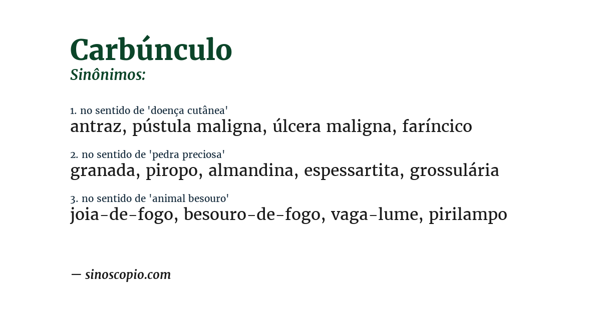 Sinônimo de carbúnculo