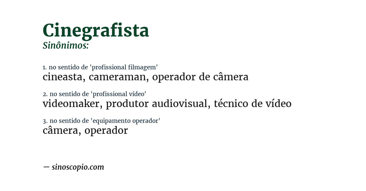 Sinônimo de cinegrafista